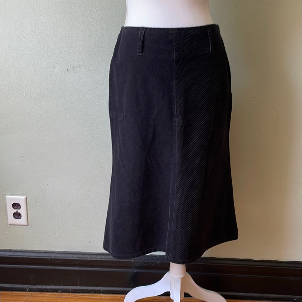Vintage Esprit Black Corduroy Fit & Flare Skirt Knee Length 90s Y2K